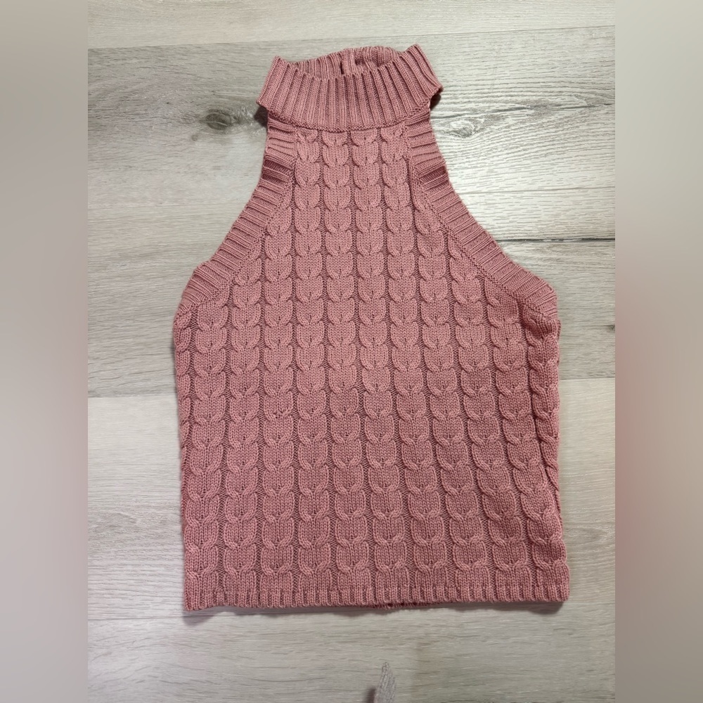 Black Label By C’EST Toi Pink Cable Knit Legging and Halter Top Set, Size Small - Picture 7 of 16
